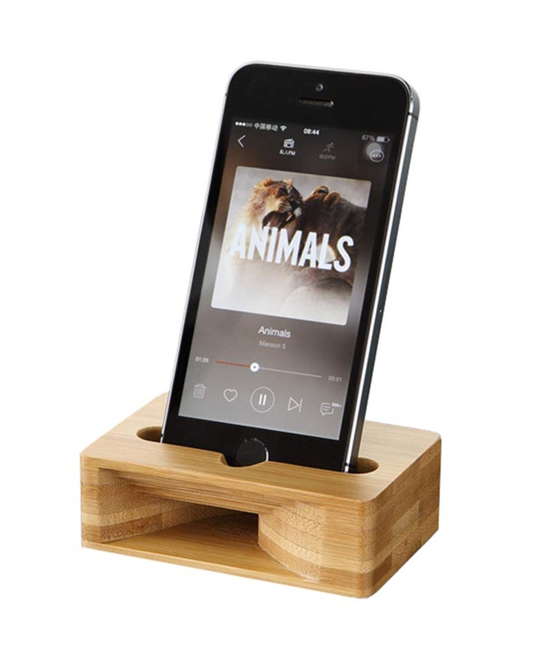 UnnFiko Wooden Sound Amplifier Stand Holder for iPhone, Natural Loudspeaker Mini Megaphone Cell Phone Stand (Square) - Image 1